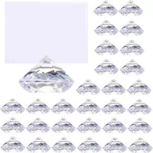 Aebor 30 팩 다이아몬드 플레이스 카드 홀더 크리스탈 테이블 번호 스탠드 견고한 아크릴 결혼식 파티 장식