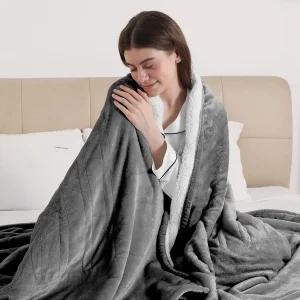 에스팅고 온열 담요 5가지 난방 레벨 및 4시간 자동 꺼짐 기능이 있는 전기 던지기 침구용 ETL 인증이