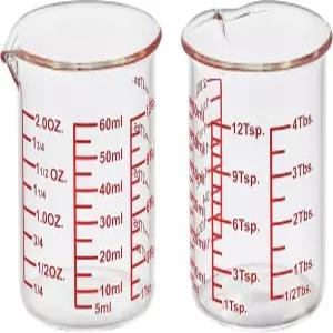 주방이나 레스토랑용 고보로실리케이트 유리 계량컵-V자형 스파우트 계량 비커 읽기 쉽고 60ML(2온스)-팩