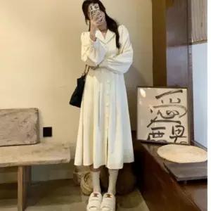 비치원피스 코듀로이 롱원피스 긴팔 가을 하객룩