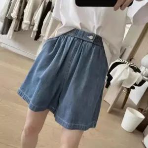 [다잇템]여자 데님 핀턱 진 힙무드 쫀쫀밴딩 반바지 (35776991A)