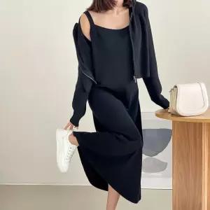 [신상오픈런]니트원피스 끈나시 휘뚜루 공항룩 울소재 에이라인 (30416902)