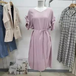 [하프클럽/] DP01 프릴 소매 V넥 루즈핏 원피스 OBOE533