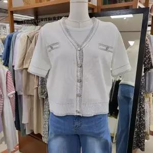 [하프클럽/] DP01 라인 포인트 반팔 니트 가디건 OBNF511