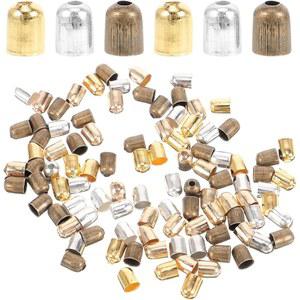 100Pc 혼합 색상 금속 코드 엔드 캡 주얼리 제작용 엔드캡 가죽 DIY 아트 크래프트 태슬 목걸이 5x4mm