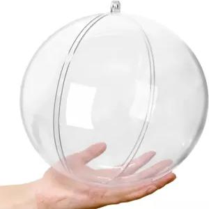 2개의 초대형 클리어 볼 장식품 7.8인치 충전식 크리스마스 투명 플라스틱 DIY 공예 웨딩 파티 장식용 분리