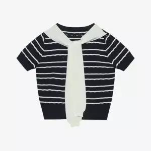 SI 씨 숄 스트라이프 반팔 니트 RE H