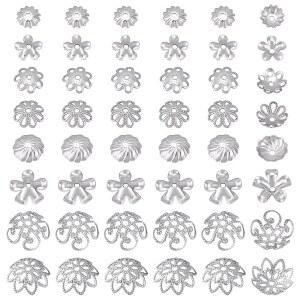 PH PandaHall 240pcs 8가지 스타일 꽃 구슬 캡, 304 스테인리스 스틸 끝 캡 5~10mm 스페이서 태슬 비딩
