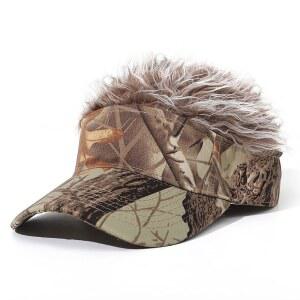 NNBDBVDHS 남성용 헤어 페이크 모자를 착용한 퍼니 골프 모자 가발 스파이크 조절 야구