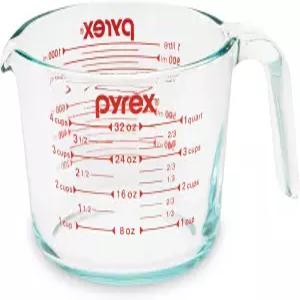 베이킹 및 요리 식기세척기 냉동고 전자레인지 예열 오븐용 파이렉스 4컵 유리 계량컵 안전하고 필수적인