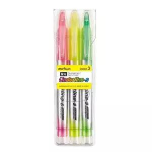 문화 언더라인 에스형광펜 3색세트(4.0mm/분홍 노랑 녹색)