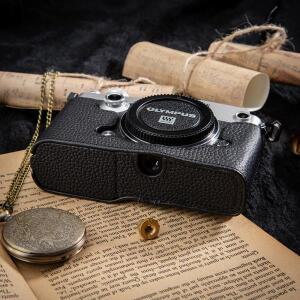 카메라용 핫슈 엄지 그립올림푸스 PEN-F 가죽 카메라 정품 하프 커버 보호 사진 액세서리