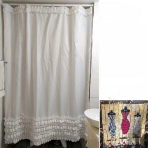 흰색 프릴 욕실커튼 폴리 에스테르 방수 화이트 공주 놓은 폴리에스터 하얀색 가리개