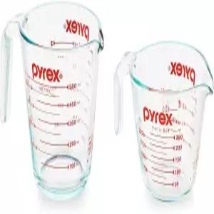 파이렉스 에센셜(2팩) 유리 계량컵 세트 (1컵 및 2컵) 준비 베이킹 조리용 예열 오븐 식기세척기 냉동고