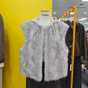 [하프클럽/] DP01 니트후드배색퍼조끼 L254UVOB56