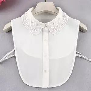 자수 펀칭 클래식 넥케이프 페이크 카라 레이스 셔츠 ZVX7+3TzU