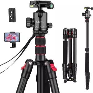 카메라용 프로페셔널 삼각대 Victiv 81인치 알루미늄 컴팩트 여행용 카메라 휴대폰 마운트 포함 캐논 니콘