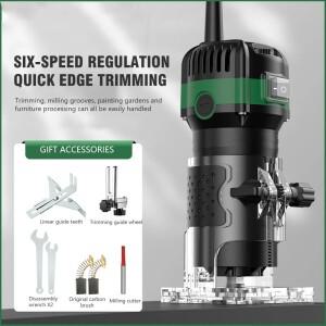 800W 목공 라우터 기계 6단 속도 전기 트리머 조각 슬롯팅 도구 DIY 밀링 커터 고출력 신제품