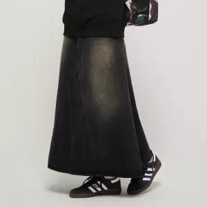 로아드로아 맥심 데님 스노우 워싱 롱 스커트 (워시드 블랙) - 멀티 {WLM}