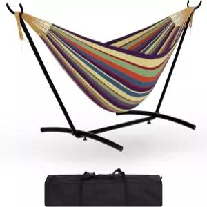 가비라이프 인스턴트 셋업 2인용 해먹과 강화된 스틸 프레임 - 정원 캠핑 및 해변용 휴대용 야외