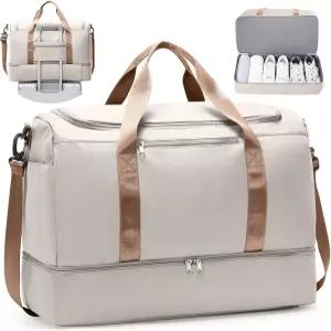 신발장이 있는 여행용 더플백 여성용 XL 위켄더백 헬스장 스포츠 및 출장용 오버나이트백 분만용 방수