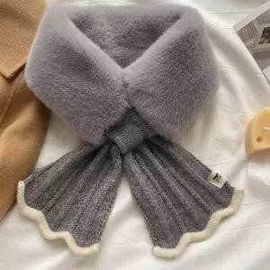 [신상오픈런]퍼머플러 투톤 골지 한복코디 정장 무스탕 미니목도리 (30015759)