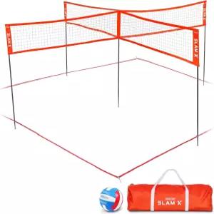 고스포츠 슬램 X 4 스퀘어 배구 게임 세트 - 14피트 또는 21피트 모든 스킬 레벨을 위한 얼티밋 백야드