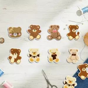 패브릭 전용 열부착 테디베어 와펜 패치 8개 세트