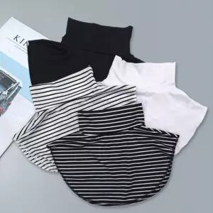 베이직 심플 무지 스트라이프 페이크 목폴라 넥케이프 qfR6+8sfd