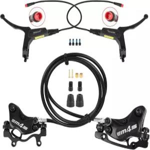 전원 차단 센서가 장착된 전기 자전거용 JFOYH 4-피스톤 E-Bike 유압 디스크 브레이크 세트 2핀 센서 남성