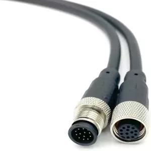 BOUUNCIY 1미터 M12 12핀 커넥터 케이블 남녀 스트레이트 원형 몰딩 A 코드 산업용 IP67 방수 무차폐 PVC