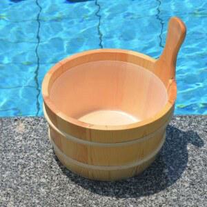 편백 나무 사우나 욕실 나무국자 히노끼 대야 버켓 탕 바가지