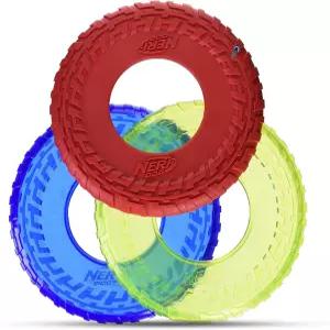 너프 개 타이어 플라이어 장난감 선물 세트 10인치 플라잉 디스크 가져오기 중형견 및 대형견용 고무