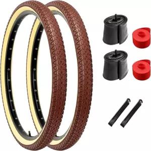 2팩 26x2.125 크루저 자전거 타이어 비치 및 도심 출퇴근용 접이식 교체용