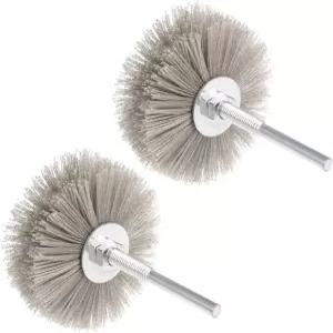 uxcell 나일론 휠 브러시 320 그릿 연마 헤드와 6mm 나사산 생크 2개 포함
