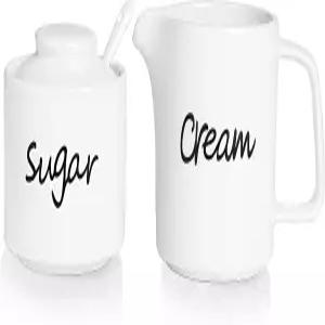 온튜브 도자기 설탕 그릇 및 크리머 세트 3 화이트