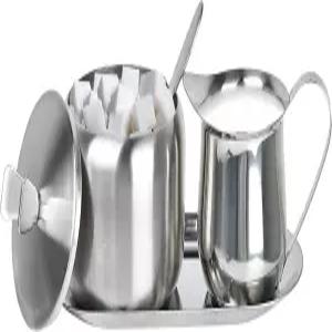 슈가 앤 크리머 세트 커피 서빙 스테인리스 스틸 라떼 밀크 컵 크림 저그 및 티 페퍼 향신료용 뚜껑 스푼