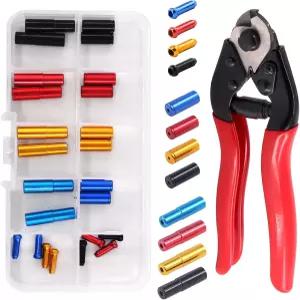 Swpeet 25Pcs 헤비 듀티 케이블 커터 및 합금 엔드 크림프 브레이크 팁 4mm 딜라이어 캡과 5mm 자전거 모든
