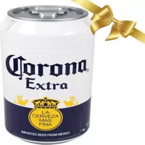 코로나 8 캔 휴대용 미니 냉장고 12V DC 및 110V AC 코드 5.4L(5.7 qt) 맥주 모양의 개인용 쿨러 화이트