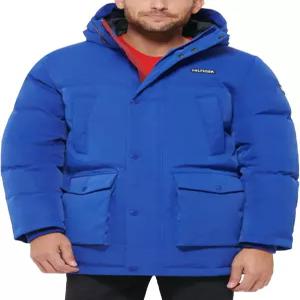 토미 힐피거 남성 북극 천 헤비급 퍼포먼스 파카 다운 얼터너티브 퍼 안감 후드 아우터 코트