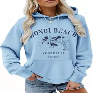 BINTEHGS 오버사이즈 그래픽 후디 팜 비치 여성 프레피 풀오버 스웨트셔츠 레터 프린트 캐주얼 상의