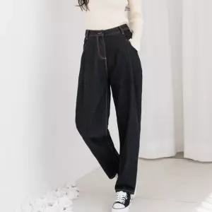 여자핀턱배기청바지 블랙 1P 오버핏 스판 데님청바지 ScU9+1khs