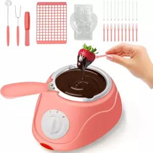 8.45온스 녹는 퐁듀 냄비 미니 전기 초콜릿 세트 분수 밀크 치즈 버터 캔디 핑크색을 위한 따뜻한 기계
