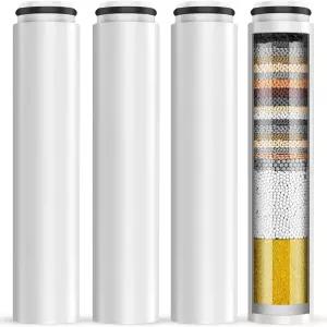 코베 핸드헬드 샤워 헤드와 호환되는 4팩 교체 필터 수분 연화를 위한 카트리지 염소 불소 및 중금속