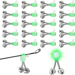 NYXOVA 20팩 클립온 낚싯대 야간 및 얼음 낚싯대를 위한 글로우 팁이 포함된 듀얼 링 바이트 알람