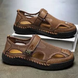 남자신발 메쉬 샌들 아웃도어 여름 캐주얼 가죽 스포티 비치화 펀칭 심쿵