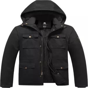 퍼스키 남성 겨울 군용 재킷 플리스 안감 따뜻한 면 코트 방풍 두꺼운 파카 탈부착 후드