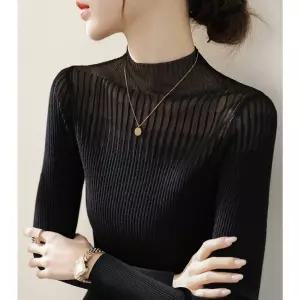 여성니트 가을겨울 이너 반폴라 니트 레깅스 상의 고급 레이스 망사 긴팔 심쿵해외구매