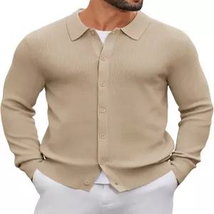 COOFANDY 남성 니트 풀오버 스웨터 긴 소매 캐주얼 오픈 프론트 골지