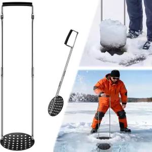 얼음 오거스 홀 클리너를 위한 자르키아 낚시 장비 스키머 35인치 업라이트가 있는 접이식 스쿱 알루미늄